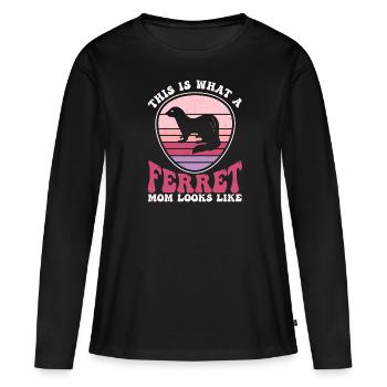 Mère putois furet - T-shirt manches longues Premium bio Femme - noir - Devant - Julia (174cm)