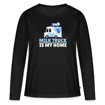 Lait de vache Wagon de lait domestique - T-shirt manches longues Premium bio Femme - noir - Devant - Julia (174cm)