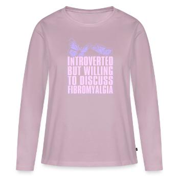Fibromyalgia rheumatism butterfly - Women's Premium Organic Long Sleeve Shirt - dusky pink - Front - Julia (174cm)