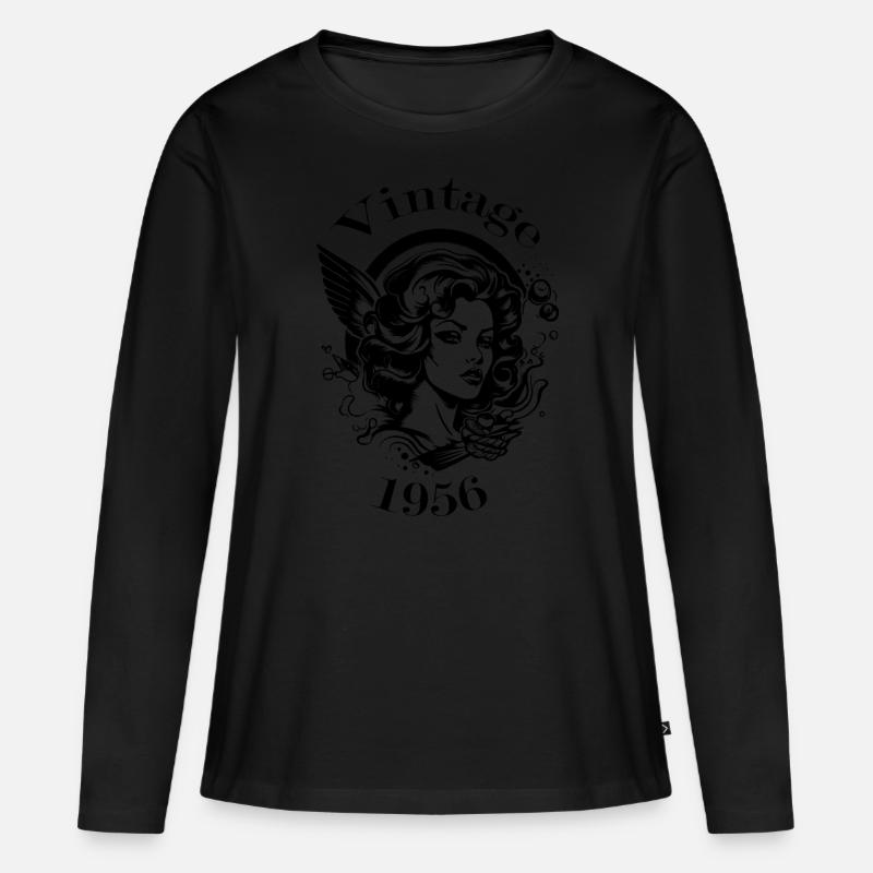 Vintage 1956 - Frauen Premium Bio Langarmshirt - Schwarz