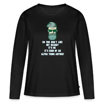 Barbe pleine barbe - T-shirt manches longues Premium bio Femme - noir - Devant - Julia (174cm)