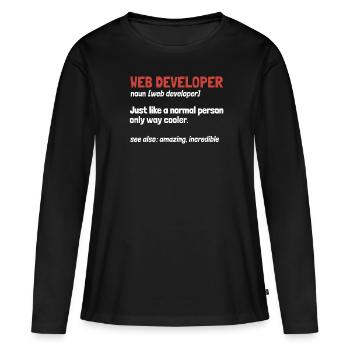 Web Developer Web Developer Definition - Women's Premium Organic Long Sleeve Shirt - black - Front - Julia (174cm)