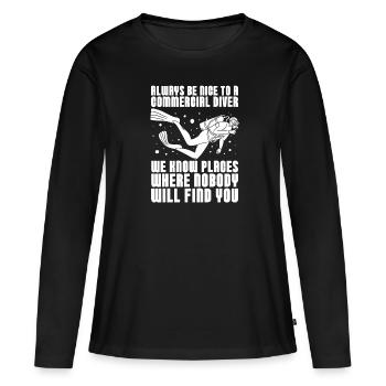 Plongeurs Plongée commerciale - T-shirt manches longues Premium bio Femme - noir - Devant - Julia (174cm)