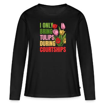 Tulipes Tulipes - T-shirt manches longues Premium bio Femme - noir - Devant - Julia (174cm)