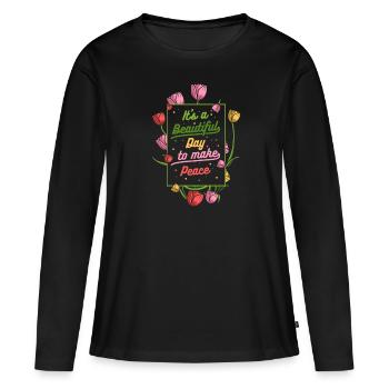 Tulipes Tulipes - T-shirt manches longues Premium bio Femme - noir - Devant - Julia (174cm)