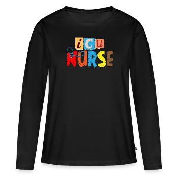 Stéthoscope infirmier - T-shirt manches longues Premium bio Femme - noir - Devant - Julia (174cm)