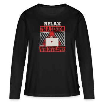 Web Entwickler Webdeveloper Senior - Frauen Premium Bio Langarmshirt - Schwarz - Vorne - Julia (174cm)