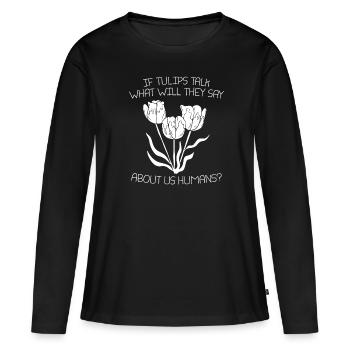 Tulipes Tulipes - T-shirt manches longues Premium bio Femme - noir - Devant - Julia (174cm)