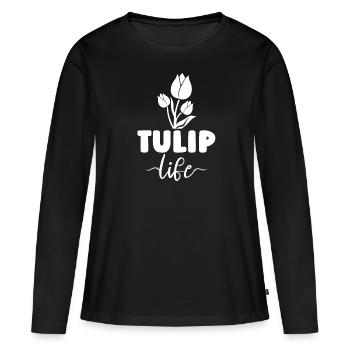 Tulipes Tulipes - T-shirt manches longues Premium bio Femme - noir - Devant - Julia (174cm)