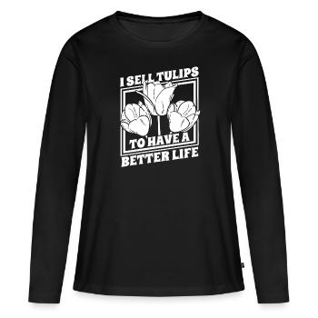 Tulipes Tulipes - T-shirt manches longues Premium bio Femme - noir - Devant - Julia (174cm)
