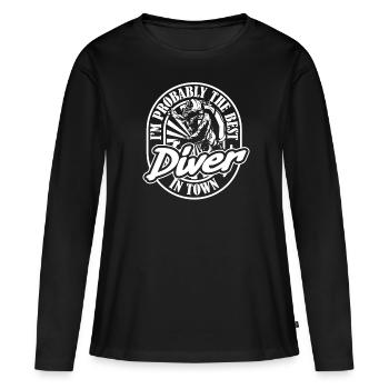 Plongeur plongeur - T-shirt manches longues Premium bio Femme - noir - Devant - Julia (174cm)