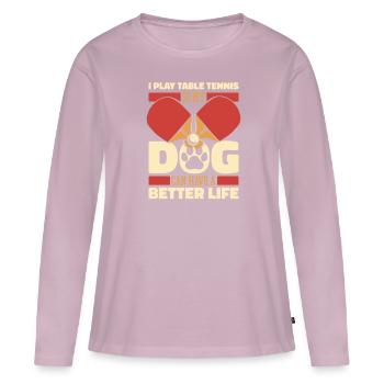 Tischtennis Pingpong Hund - Frauen Premium Bio Langarmshirt - Altrosa - Vorne - Julia (174cm)