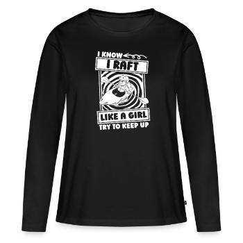 rafting - T-shirt manches longues Premium bio Femme - noir - Devant - Julia (174cm)
