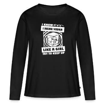 Vodka Wodka - T-shirt manches longues Premium bio Femme - noir - Devant - Julia (174cm)