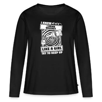 Whisky Whiskey - T-shirt manches longues Premium bio Femme - noir - Devant - Julia (174cm)