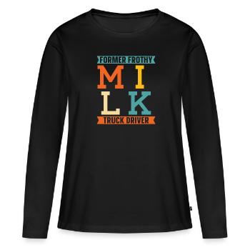 Camion de lait de vache Chauffeur de lait - T-shirt manches longues Premium bio Femme - noir - Devant - Julia (174cm)
