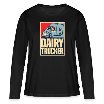 Camion de lait de vache Chauffeur de lait - T-shirt manches longues Premium bio Femme - noir - Devant - Julia (174cm)
