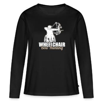 Chasse à l’arc Bowhunter Fauteuil roulant - T-shirt manches longues Premium bio Femme - noir - Devant - Julia (174cm)