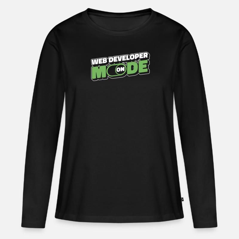 Web Entwickler Webdeveloper Modus An - Frauen Premium Bio Langarmshirt - Schwarz