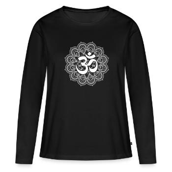 Résonance cosmique : le Om sacré - T-shirt manches longues Premium bio Femme - noir - Devant - Julia (174cm)