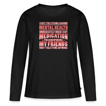 Psychologie Psychologue Médicament - T-shirt manches longues Premium bio Femme - noir - Devant - Julia (174cm)