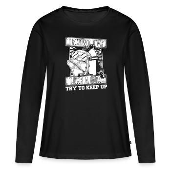 Plongeur plongeur - T-shirt manches longues Premium bio Femme - noir - Devant - Julia (174cm)