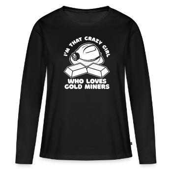 Gold Gold Mining Gold Mining Gold Mining Gold Mining - Women's Premium Organic Long Sleeve Shirt - black - Front - Julia (174cm)