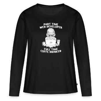 Web Developer Web Developer - Women's Premium Organic Long Sleeve Shirt - black - Front - Julia (174cm)