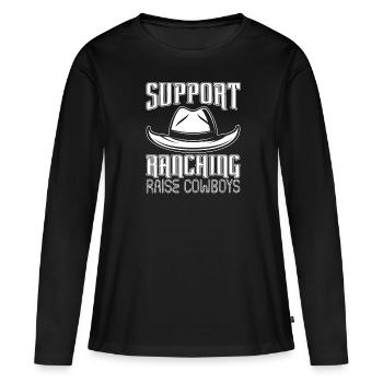 Rodeo Cowboy Ranch Cowboy - T-shirt manches longues Premium bio Femme - noir - Devant - Julia (174cm)