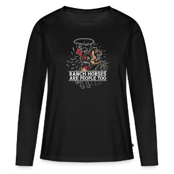 Cowboy de rodéo Cowboy de ranch au lasso - T-shirt manches longues Premium bio Femme - noir - Devant - Julia (174cm)