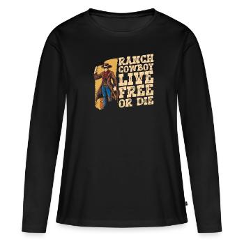 Rodeo Cowboy Ranch Cowboy - T-shirt manches longues Premium bio Femme - noir - Devant - Julia (174cm)
