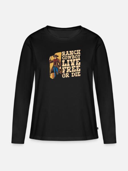 Rodeo Cowboy Ranch Cowboy - Frauen Premium Bio Langarmshirt - Schwarz