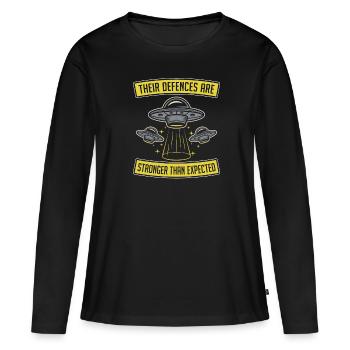 Weltraum Weltall Witzig Astroid Umleitung - Frauen Premium Bio Langarmshirt - Schwarz - Vorne - Julia (174cm)