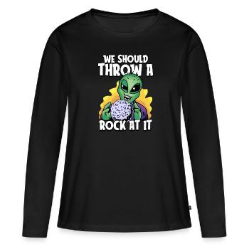 Space Space Funny Astroid Redirection - T-shirt manches longues Premium bio Femme - noir - Devant - Julia (174cm)