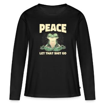 Bouddha bouddhiste paix - T-shirt manches longues Premium bio Femme - noir - Devant - Julia (174cm)