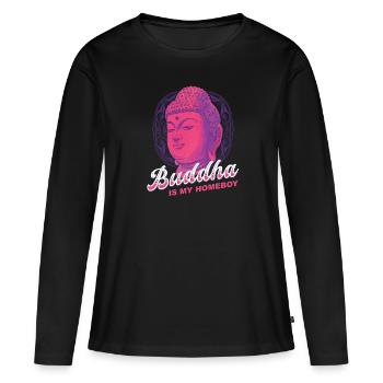 Buddha Buddhist House Boy - Women's Premium Organic Long Sleeve Shirt - black - Front - Julia (174cm)