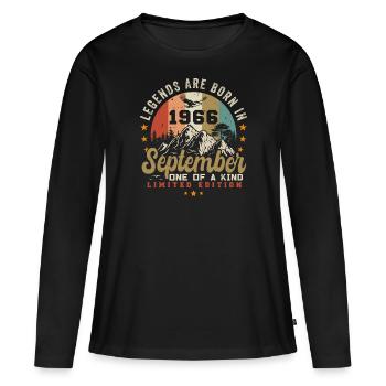 Septembre 1966, né en 1966 - T-shirt manches longues Premium bio Femme - noir - Devant - Julia (174cm)