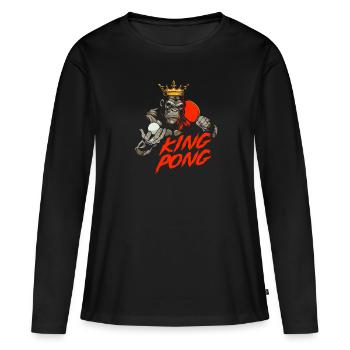 Tischtennis Pingpong Gorilla - Frauen Premium Bio Langarmshirt - Schwarz - Vorne - Julia (174cm)