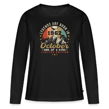 Oktober 1962 - Geburtstag im Oktober 1962 - Frauen Premium Bio Langarmshirt - Schwarz - Vorne - Julia (174cm)