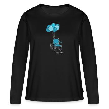Ballons pour fauteuils roulants - T-shirt manches longues Premium bio Femme - noir - Devant - Julia (174cm)