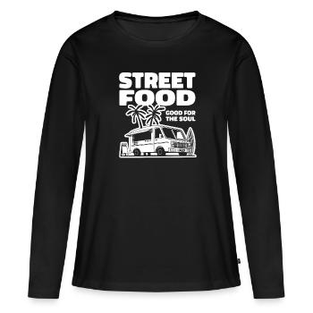 Cuisine de rue drôle - T-shirt manches longues Premium bio Femme - noir - Devant - Julia (174cm)