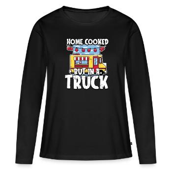 Cuisine de rue drôle - T-shirt manches longues Premium bio Femme - noir - Devant - Julia (174cm)