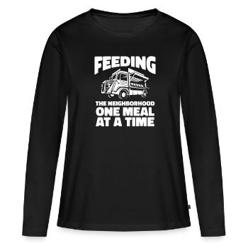 Quartier de street food - T-shirt manches longues Premium bio Femme - noir - Devant - Julia (174cm)