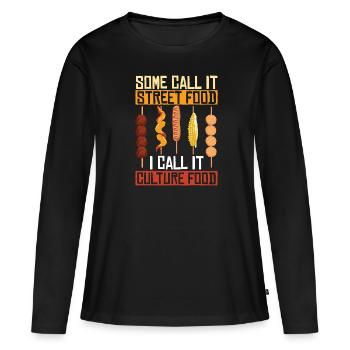 Corndog de rue - T-shirt manches longues Premium bio Femme - noir - Devant - Julia (174cm)