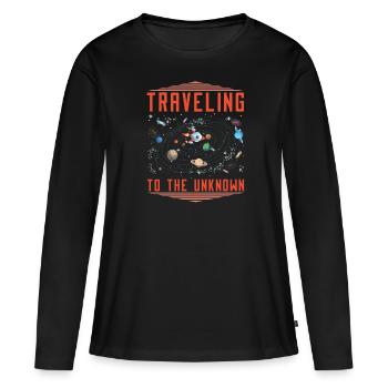 Voyage spatial Colonisation de l’espace - T-shirt manches longues Premium bio Femme - noir - Devant - Julia (174cm)
