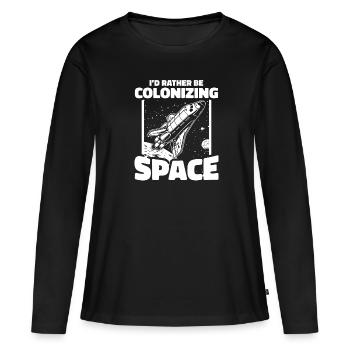 espace, espace, fusée, colonisation de l’espace - T-shirt manches longues Premium bio Femme - noir - Devant - Julia (174cm)