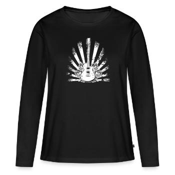 Guitare électrique Guitare électrique Fleurs - T-shirt manches longues Premium bio Femme - noir - Devant - Julia (174cm)