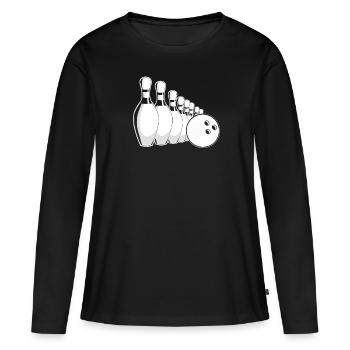 Bowling Bowlen Bowler - Frauen Premium Bio Langarmshirt - Schwarz - Vorne - Julia (174cm)