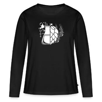 Hobby Brewer Bière Bière Artisanale Bécher Verre - T-shirt manches longues Premium bio Femme - noir - Devant - Julia (174cm)