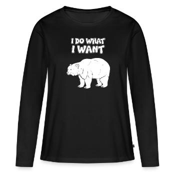 Je m’en fous - T-shirt manches longues Premium bio Femme - noir - Devant - Julia (174cm)